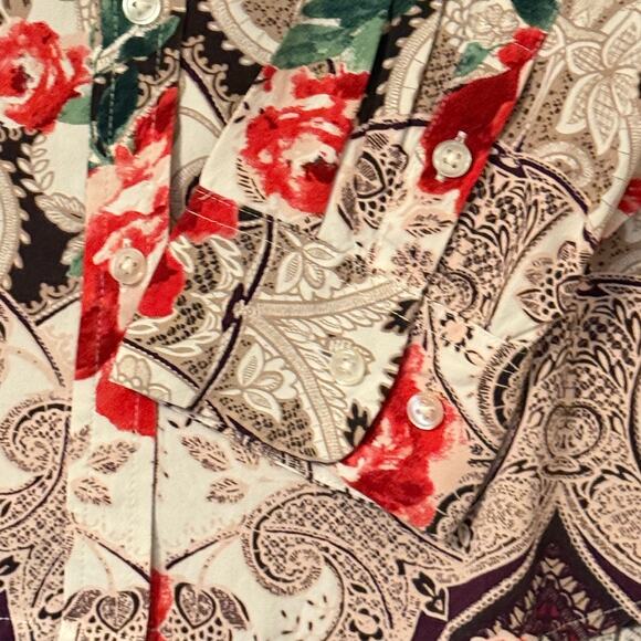 Chicos Silky Soft Floral Button Down Charm Easy Shirt Sz Lrg/2 Office Siren Y2K - Picture 5 of 10